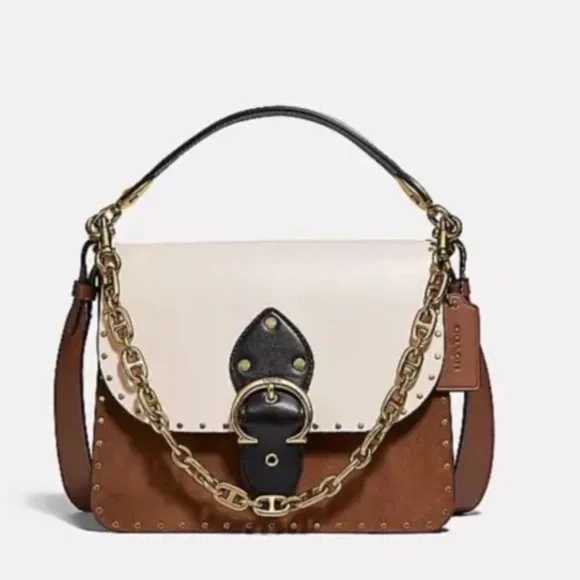 COACH C4595 Beat Shoulder Bag In Colorblock With Rivets $595 NWT - Picture 1 of 9